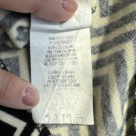 Black And Beige Herring Bone Cardigan With Leather Buckle Made In USA Size XL - Picture 7 of 13